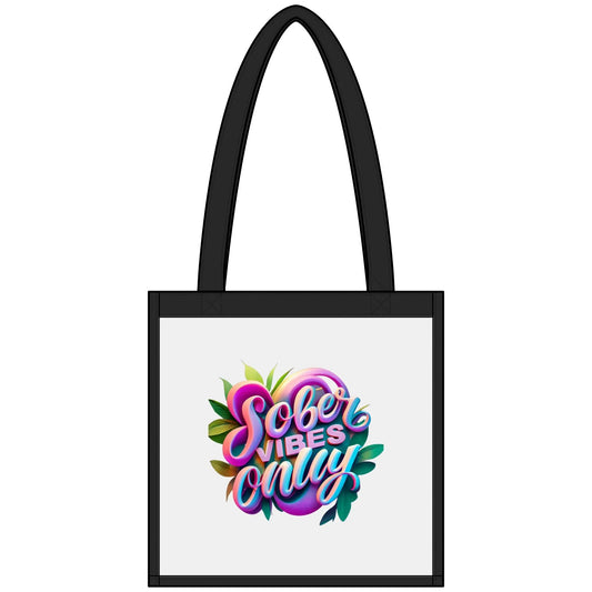 Clear Stadium Tote — "Sober Vibes Only / Sober Sips, Happy Lips" Transparent Tote - SoberSips Printify