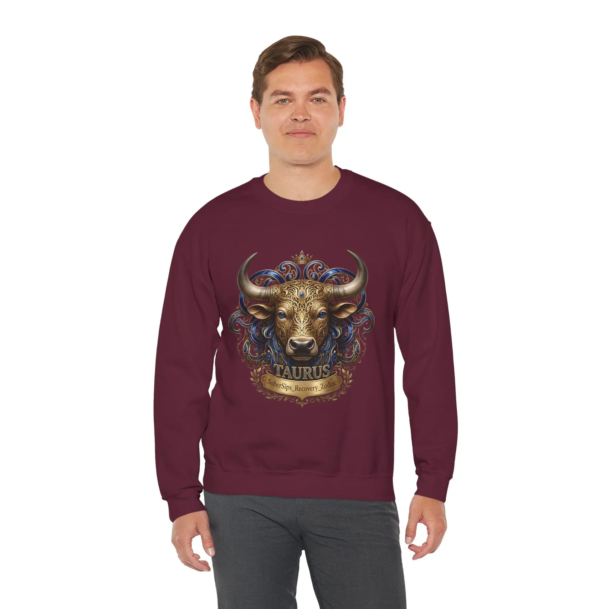 Taurus Zodiac Sweatshirt — Ornate Bull Astrology Crewneck Printify
