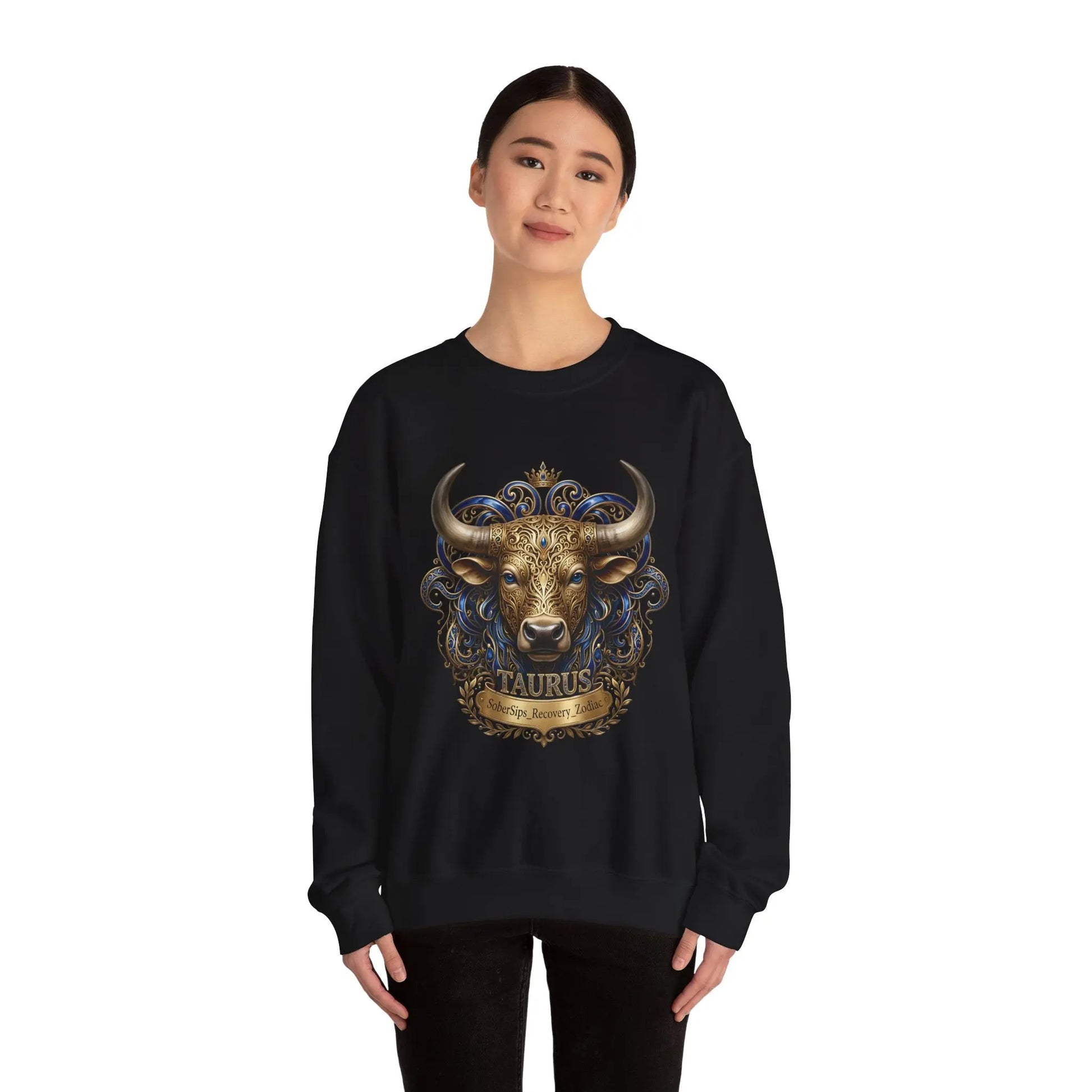 Taurus Zodiac Sweatshirt — Ornate Bull Astrology Crewneck Printify