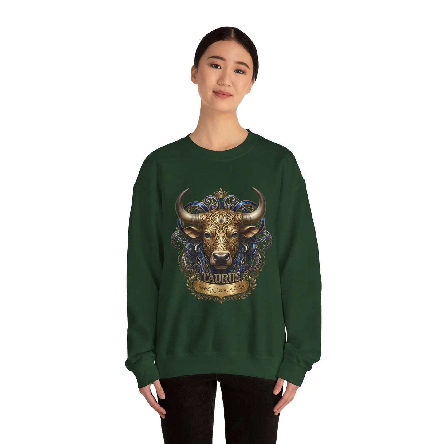 Taurus Zodiac Sweatshirt — Ornate Bull Astrology Crewneck Printify
