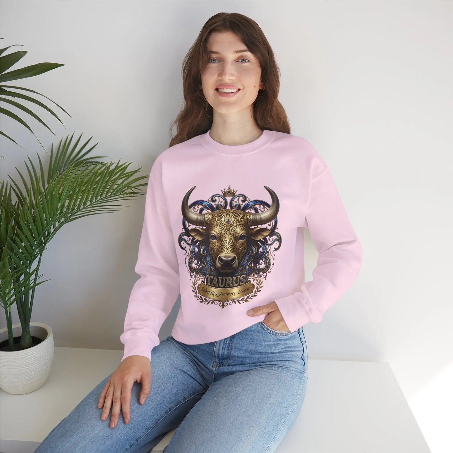 Taurus Zodiac Sweatshirt — Ornate Bull Astrology Crewneck Printify