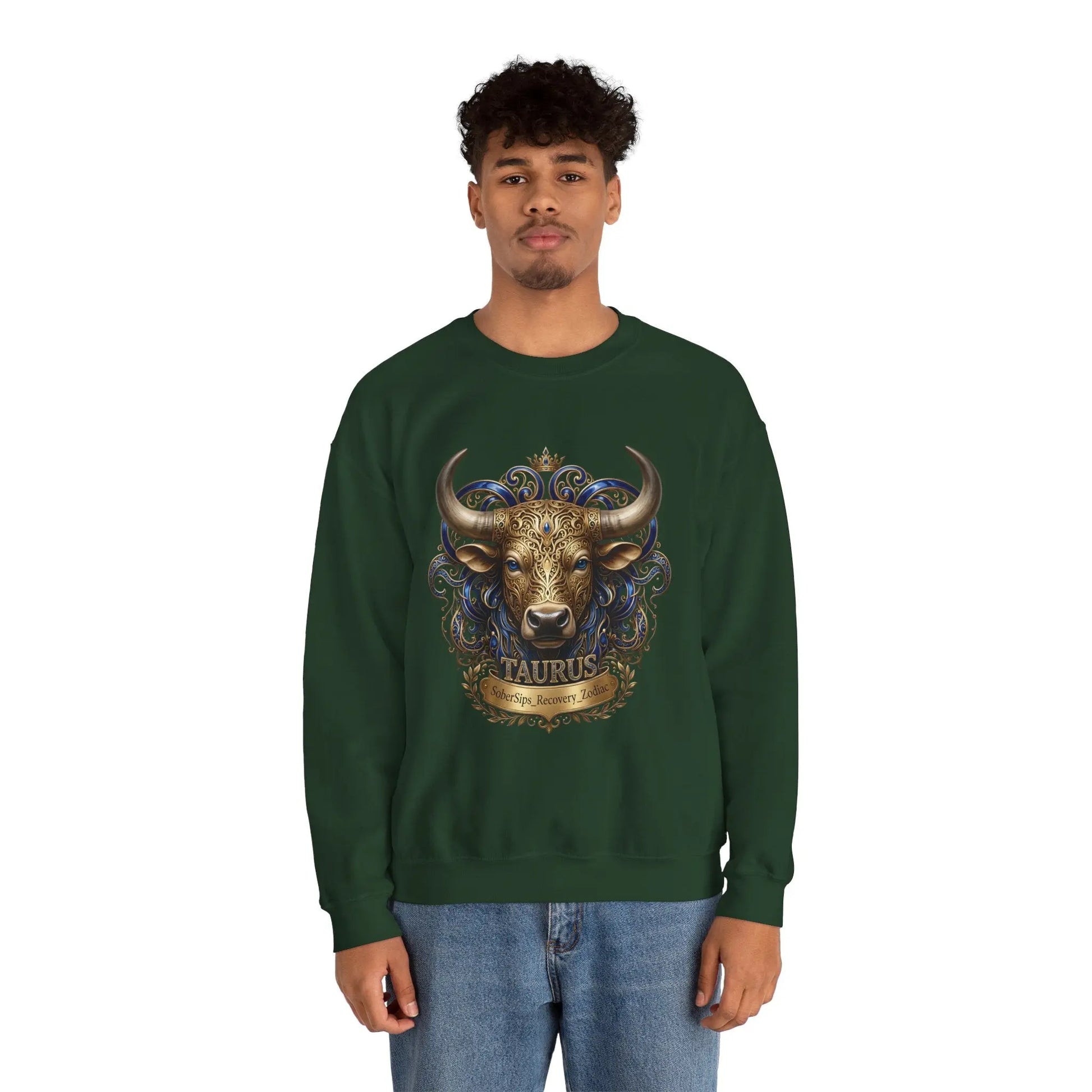 Taurus Zodiac Sweatshirt — Ornate Bull Astrology Crewneck Printify