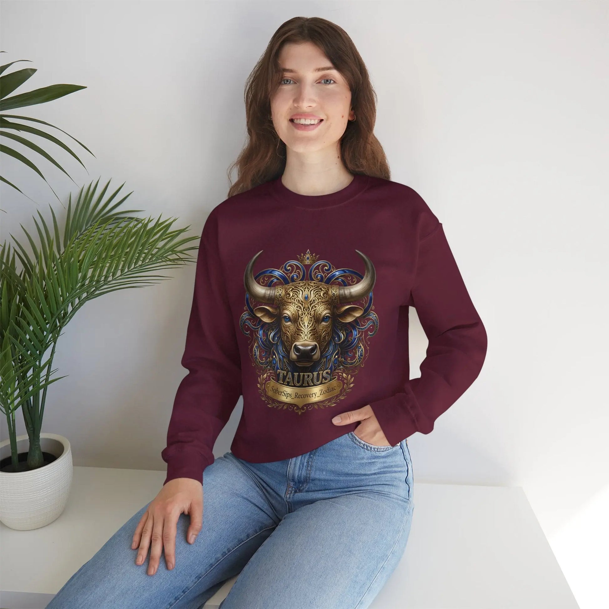 Taurus Zodiac Sweatshirt — Ornate Bull Astrology Crewneck Printify
