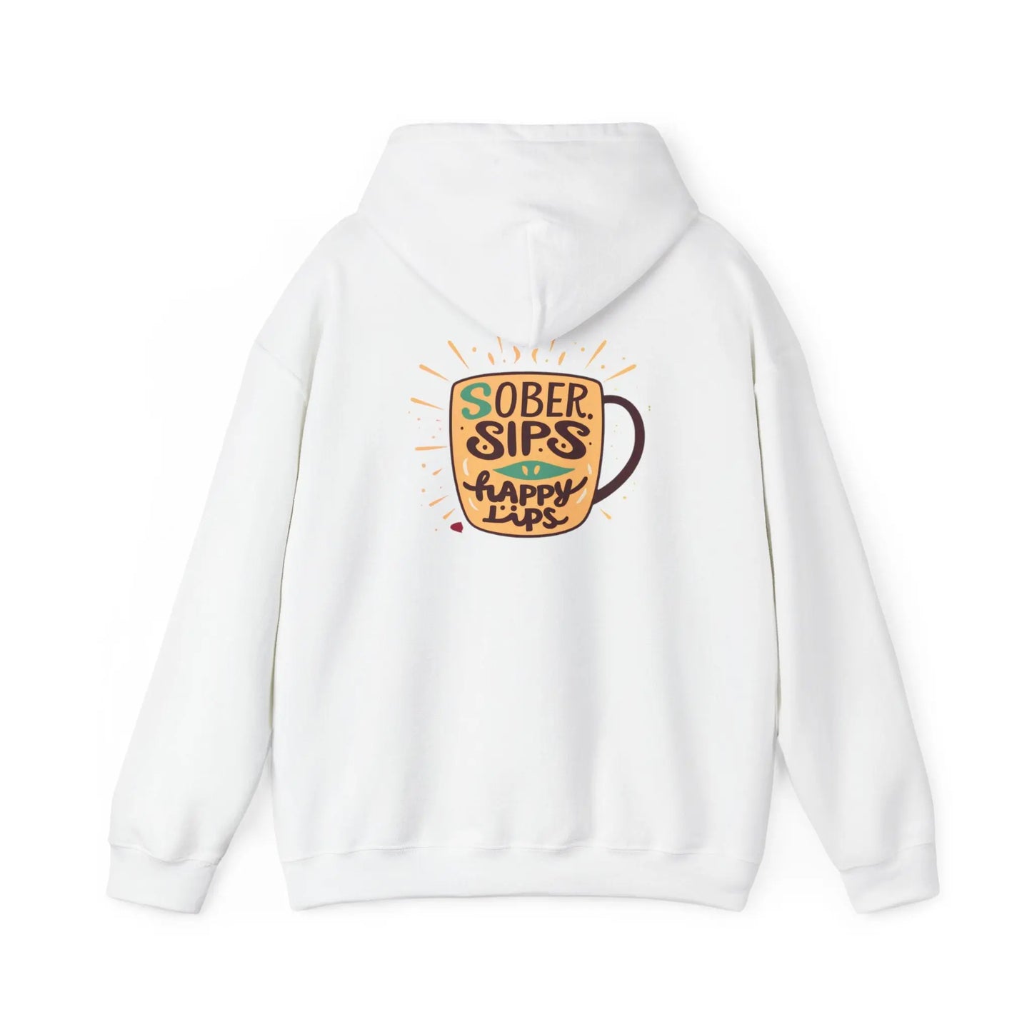 Horse Rider Graphic Hoodie — "SoberSips, Happy Lips" Coffee Backprint Printify
