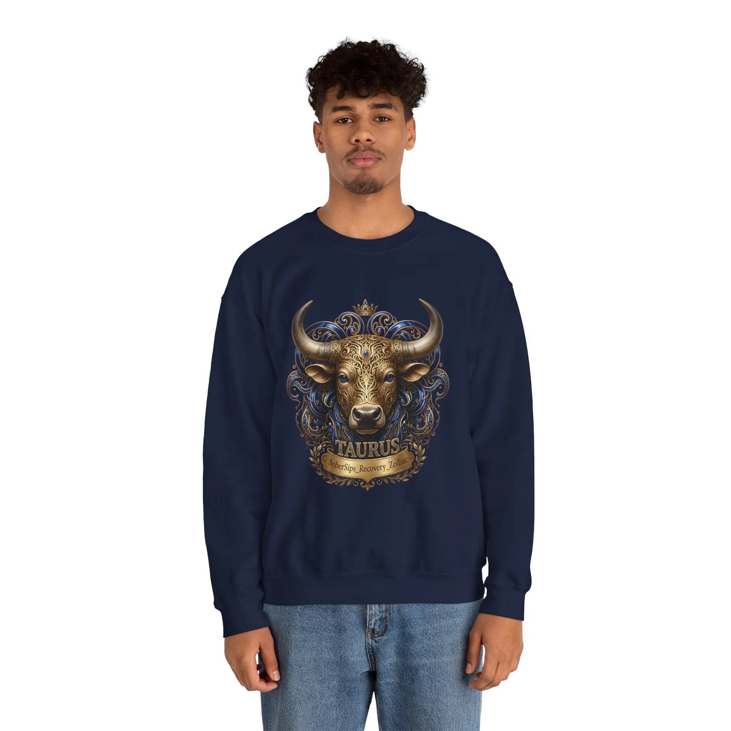 Taurus Zodiac Sweatshirt — Ornate Bull Astrology Crewneck Printify