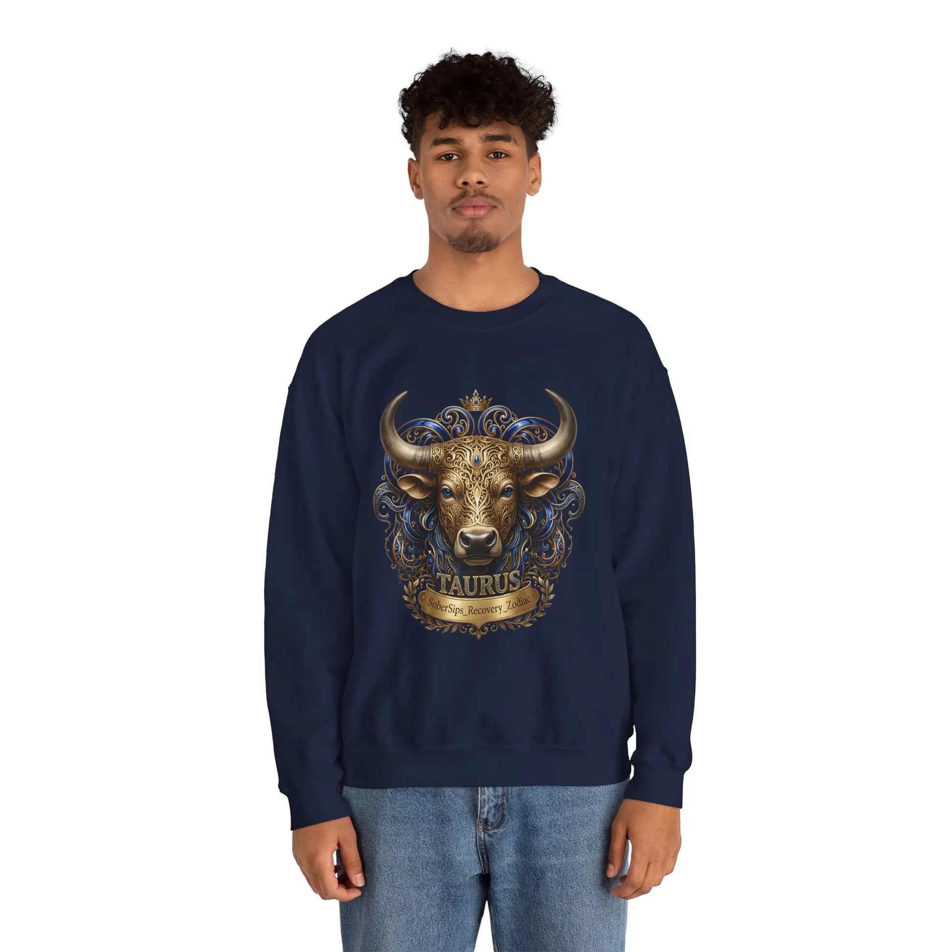Taurus Zodiac Sweatshirt — Ornate Bull Astrology Crewneck Printify