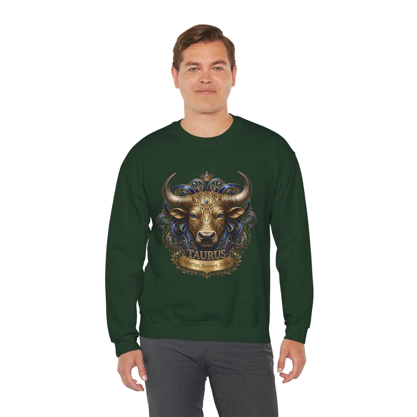 Taurus Zodiac Sweatshirt — Ornate Bull Astrology Crewneck Printify