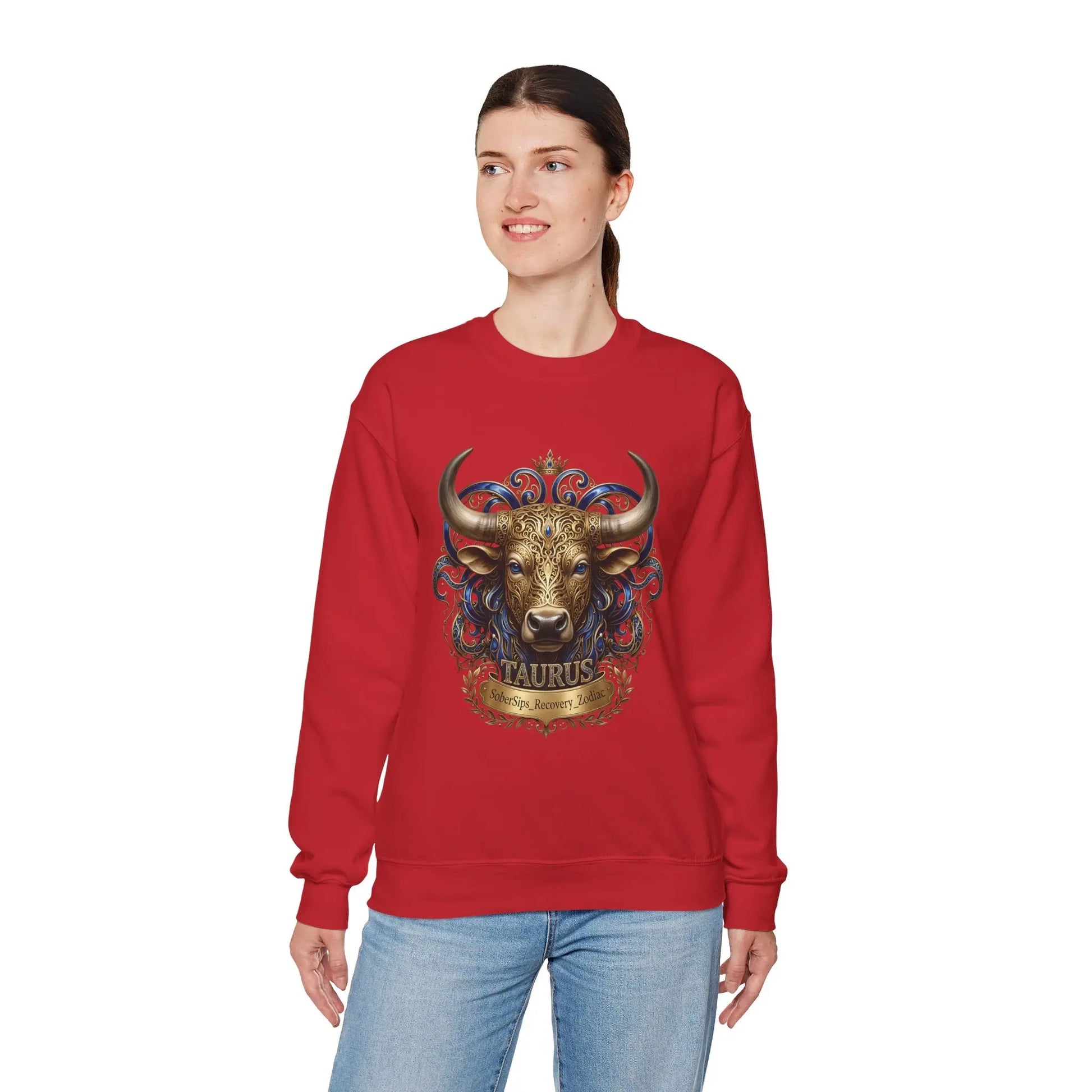 Taurus Zodiac Sweatshirt — Ornate Bull Astrology Crewneck Printify