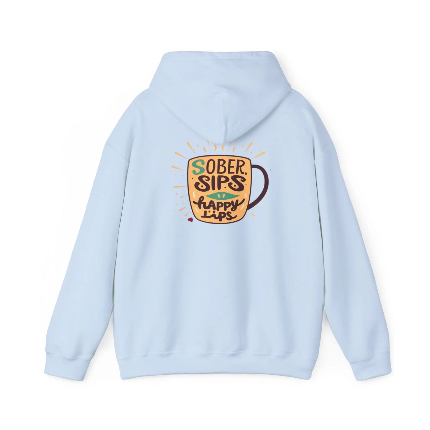 Horse Rider Graphic Hoodie — "SoberSips, Happy Lips" Coffee Backprint Printify