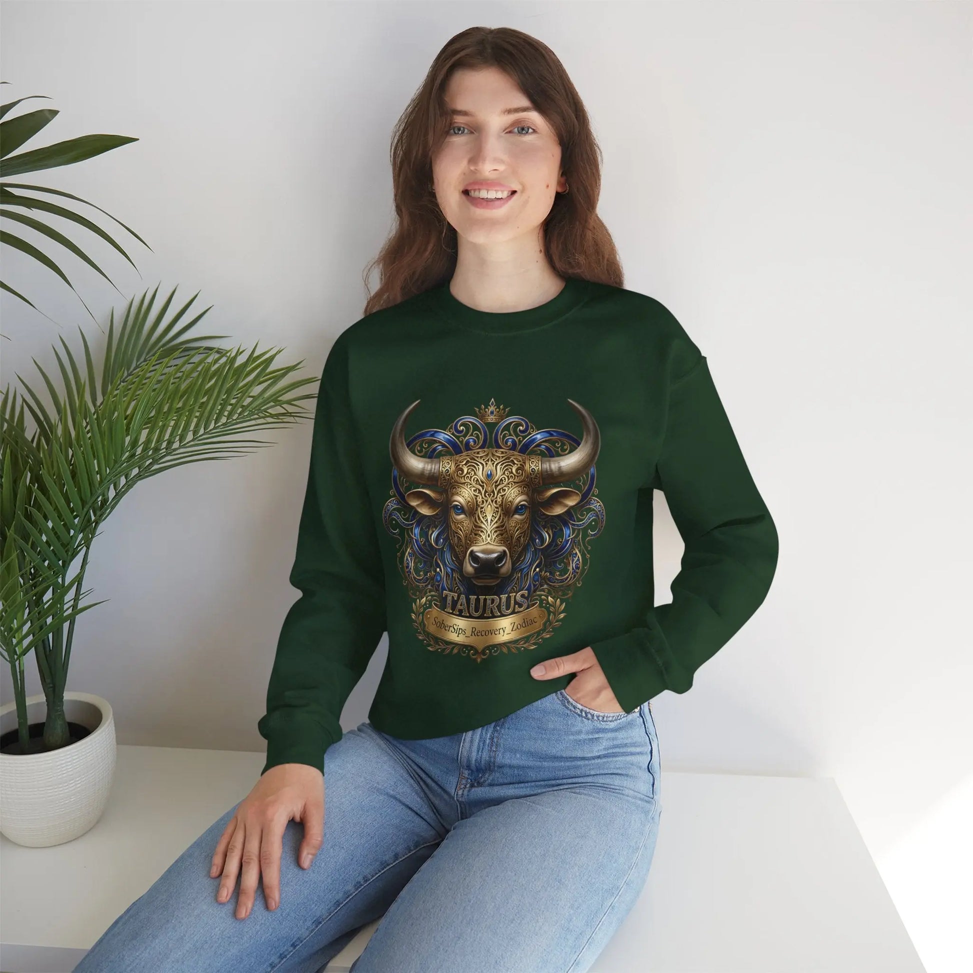 Taurus Zodiac Sweatshirt — Ornate Bull Astrology Crewneck Printify