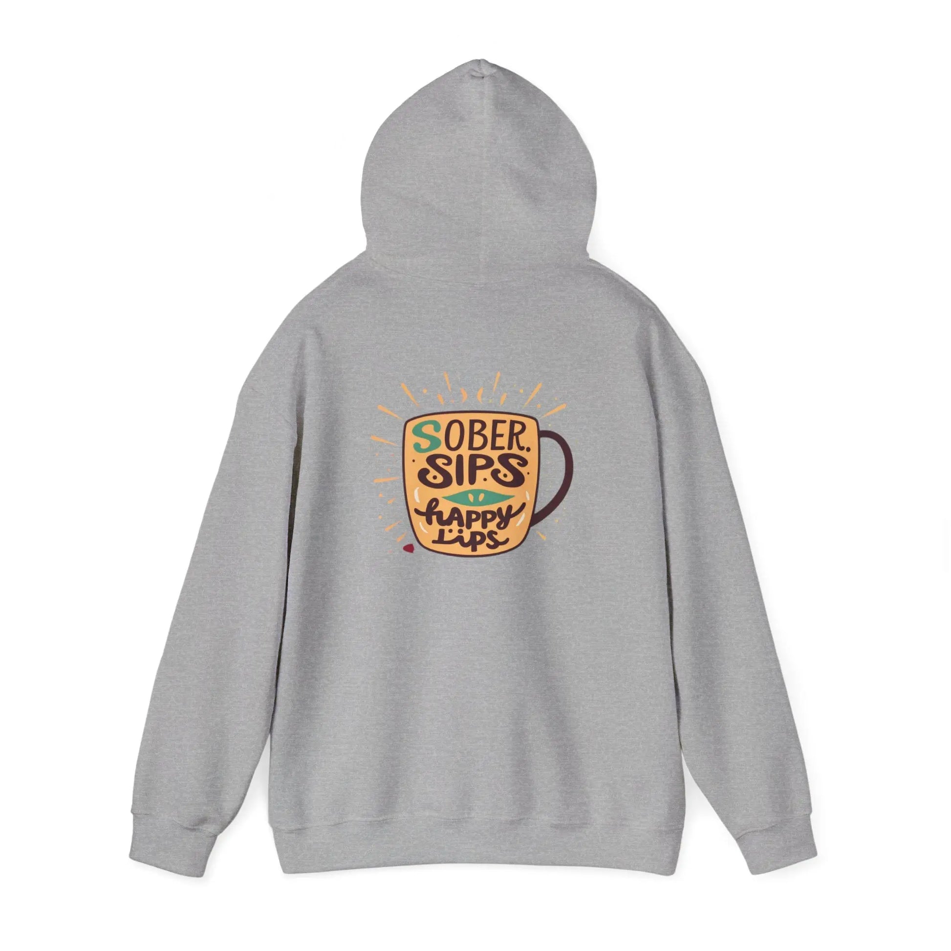 Horse Rider Graphic Hoodie — "SoberSips, Happy Lips" Coffee Backprint Printify