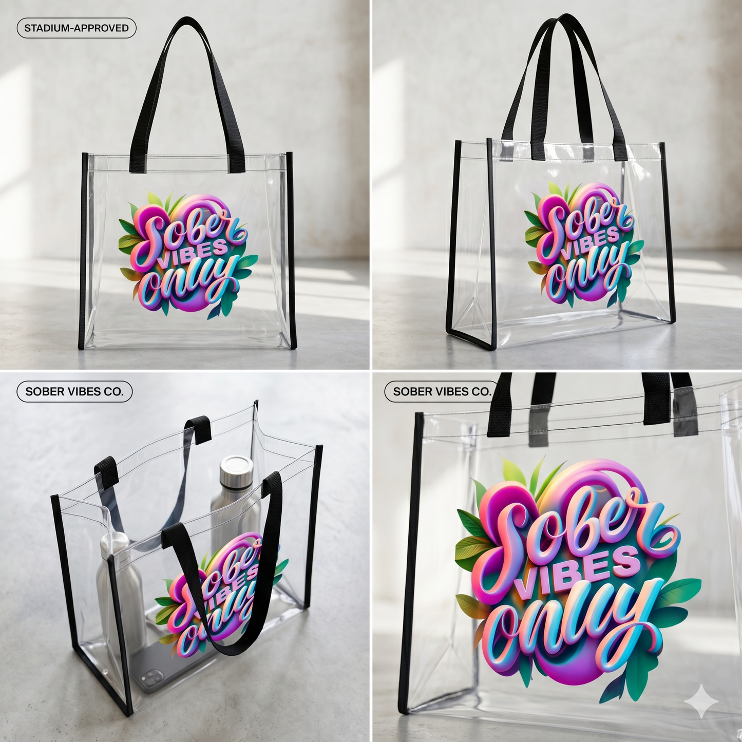 Tote Bag | Sober Vibes Only & Sober Sips Happy Lips | SoberSips