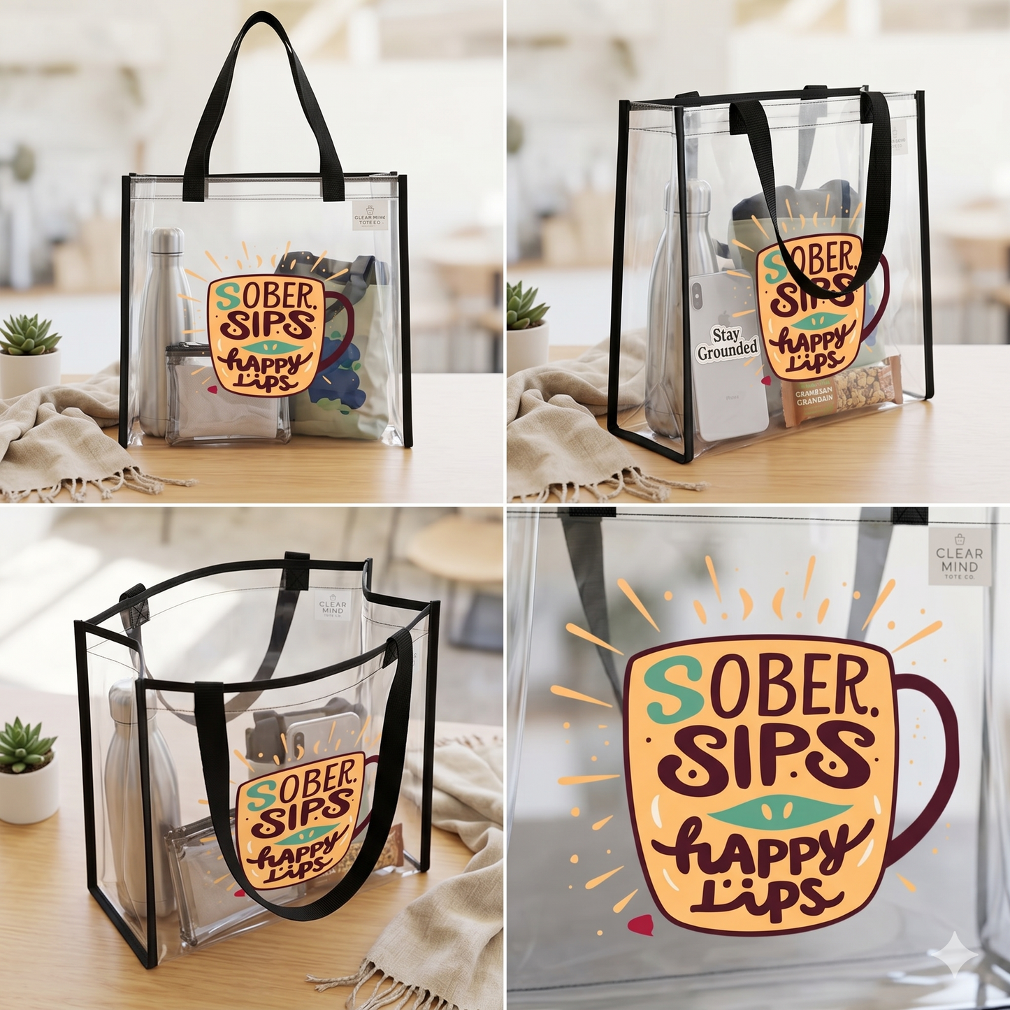 Tote Bag | Sober Vibes Only & Sober Sips Happy Lips | SoberSips