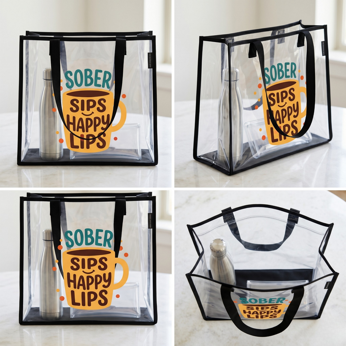 Tote Bag | Sober Vibes Only & Sober Sips Happy Lips | SoberSips