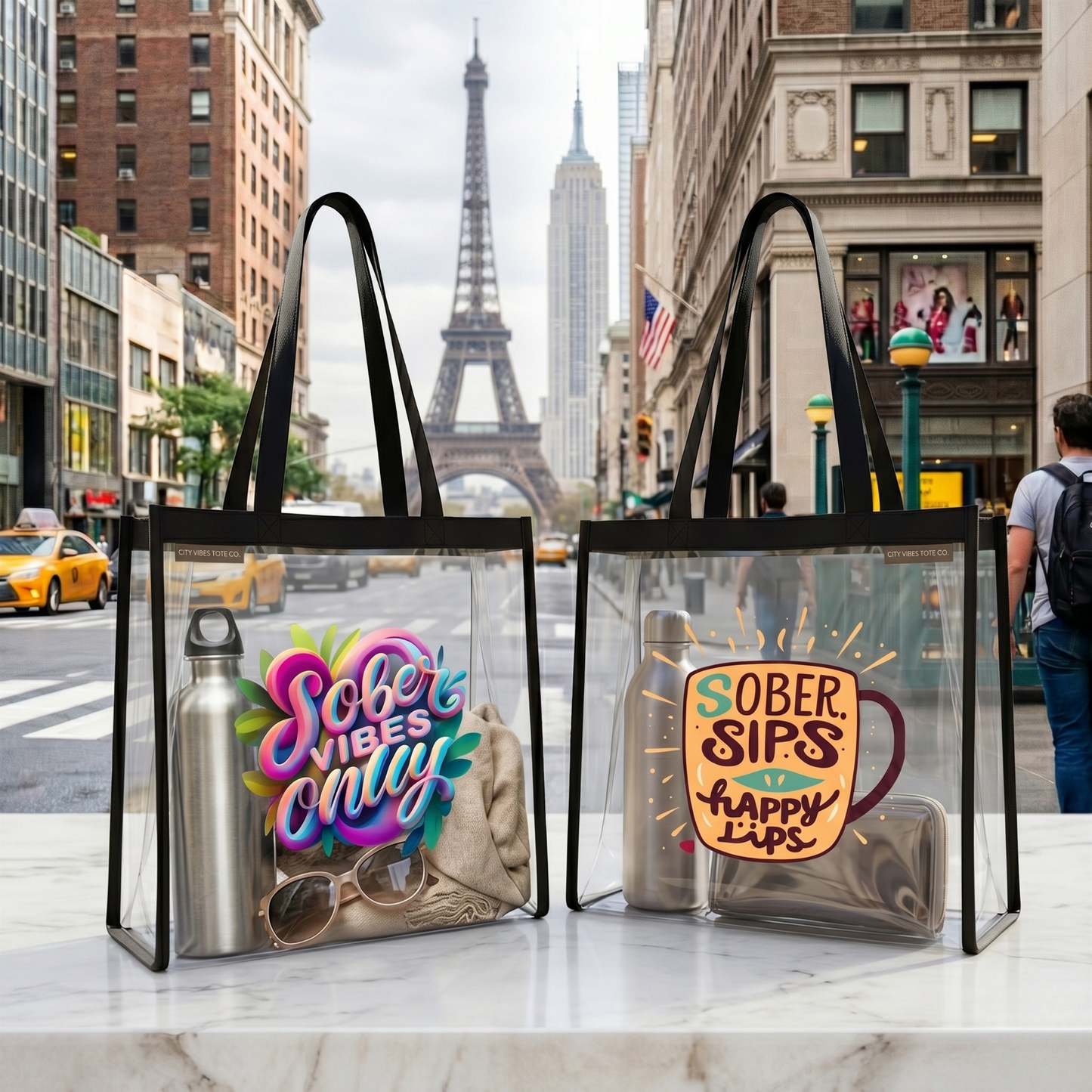 Tote Bag | Sober Vibes Only & Sober Sips Happy Lips | SoberSips