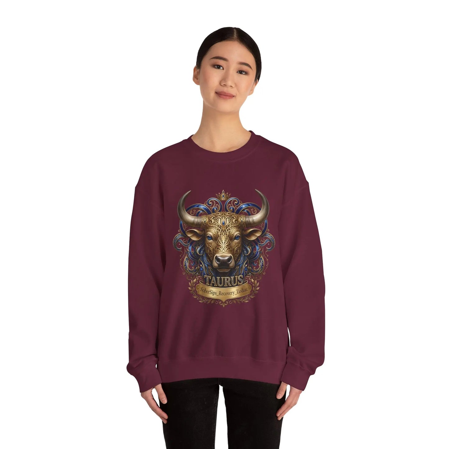 Taurus Zodiac Sweatshirt — Ornate Bull Astrology Crewneck Printify