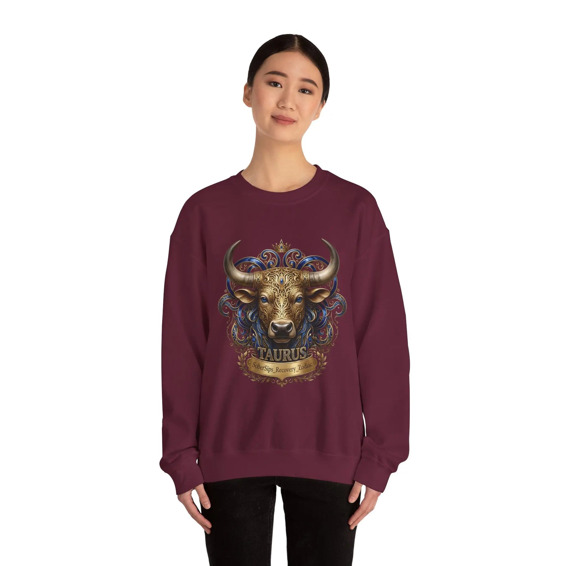 Taurus Zodiac Sweatshirt — Ornate Bull Astrology Crewneck Printify