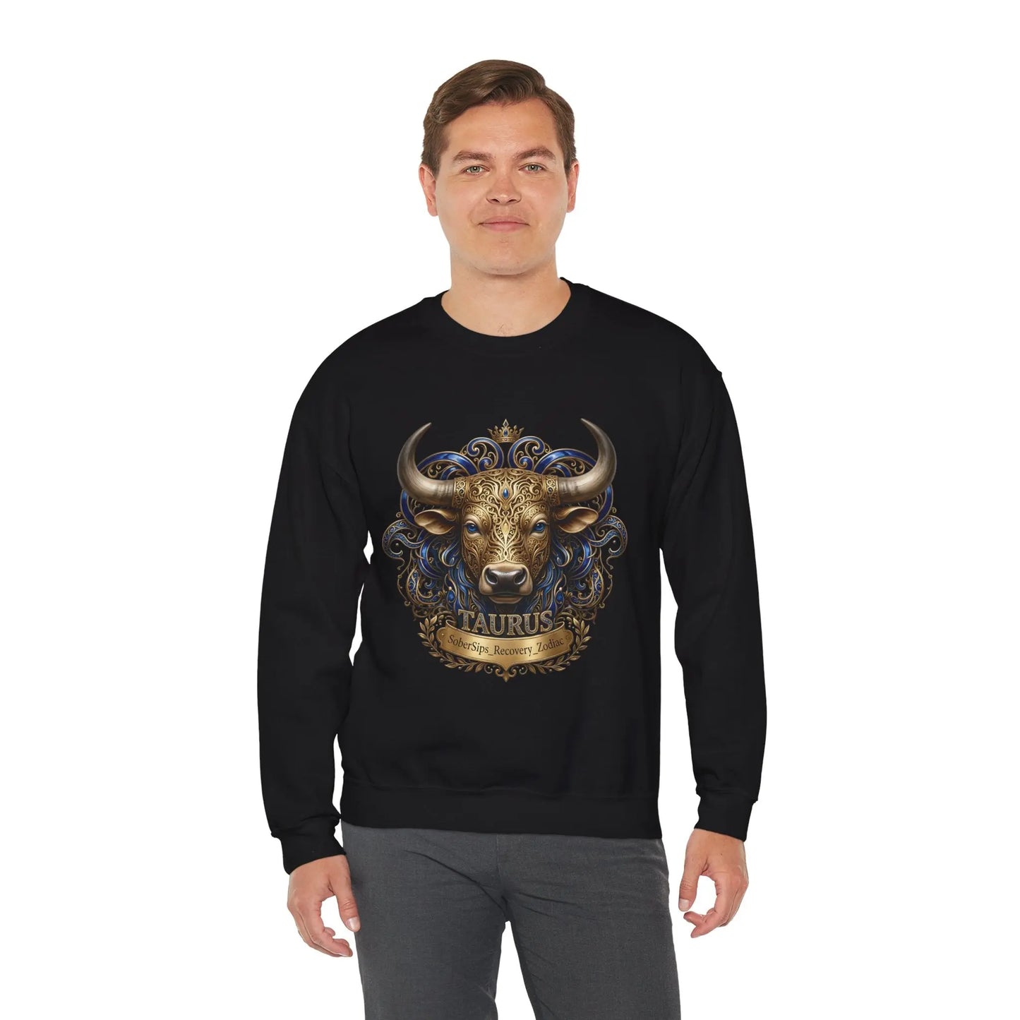 Taurus Zodiac Sweatshirt — Ornate Bull Astrology Crewneck Printify