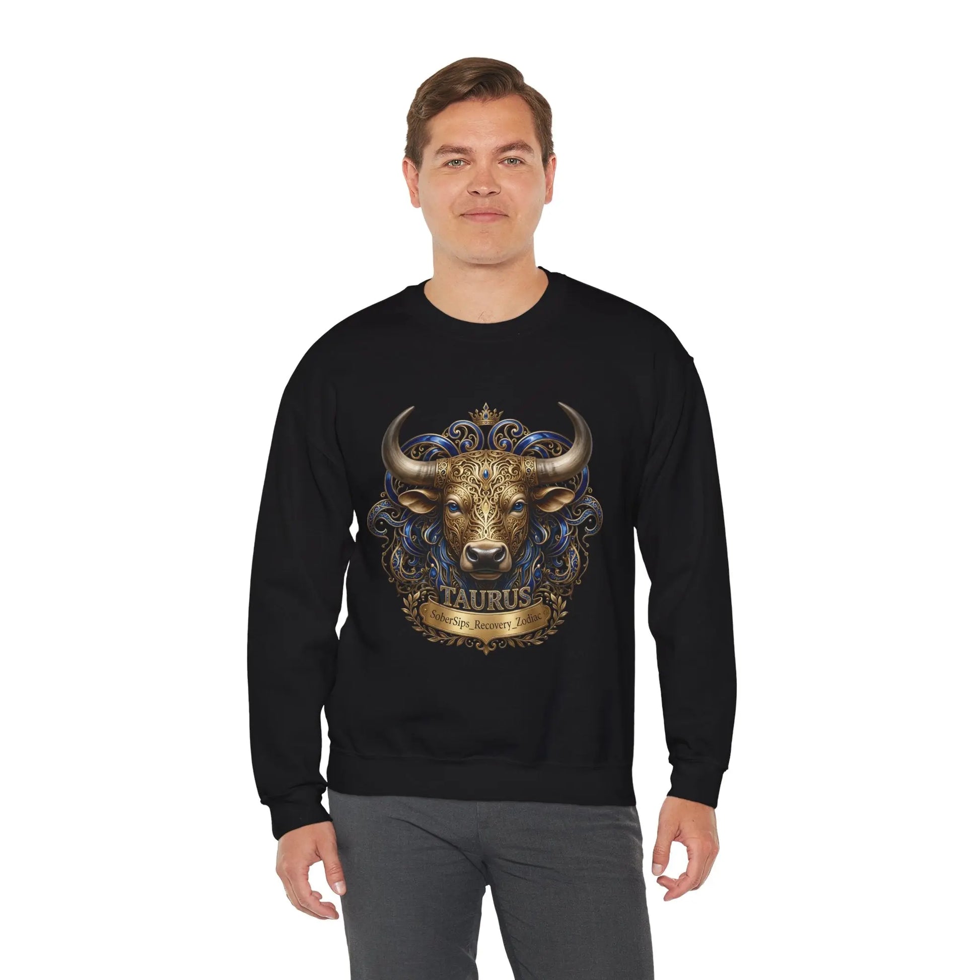 Taurus Zodiac Sweatshirt — Ornate Bull Astrology Crewneck Printify
