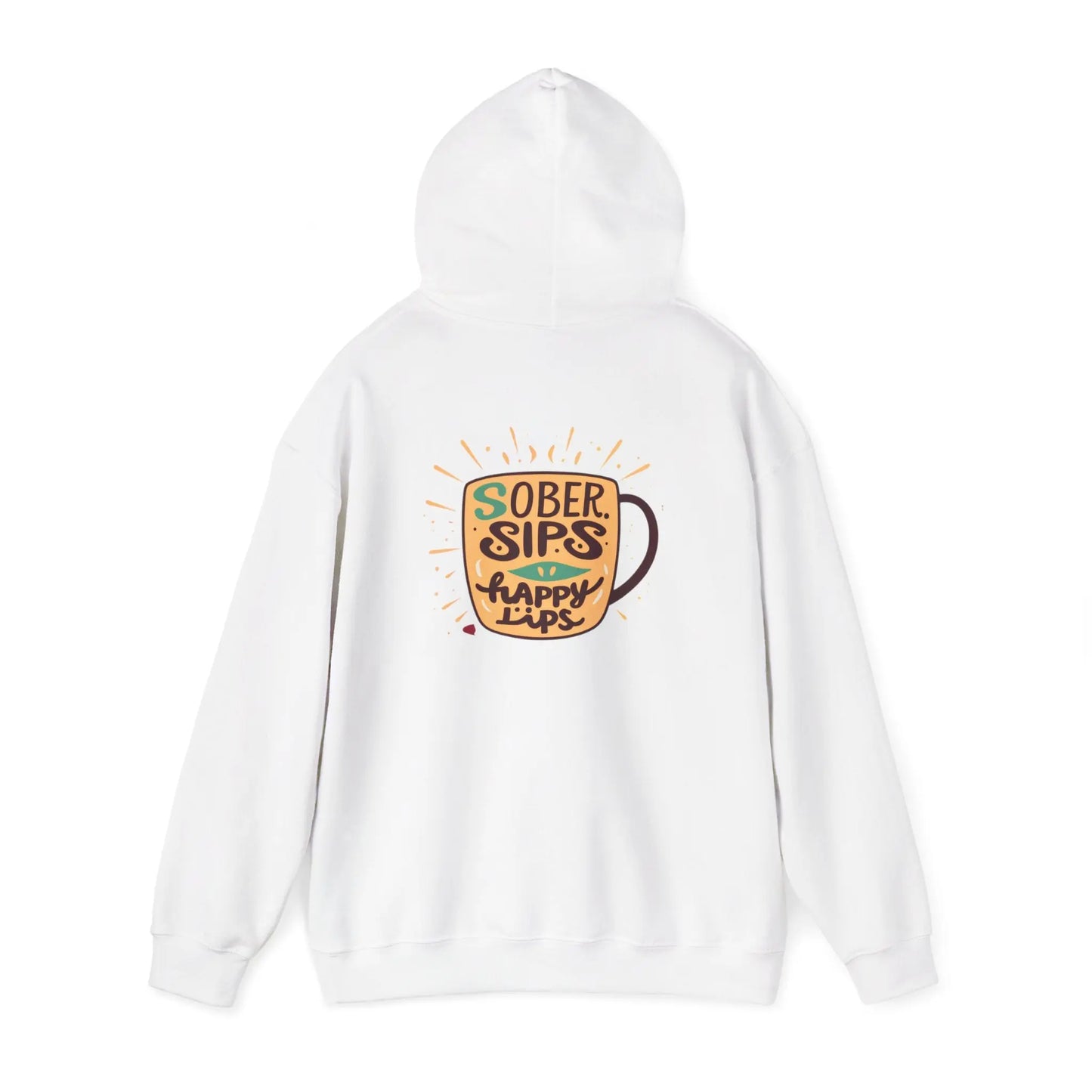 Horse Rider Graphic Hoodie — "SoberSips, Happy Lips" Coffee Backprint Printify