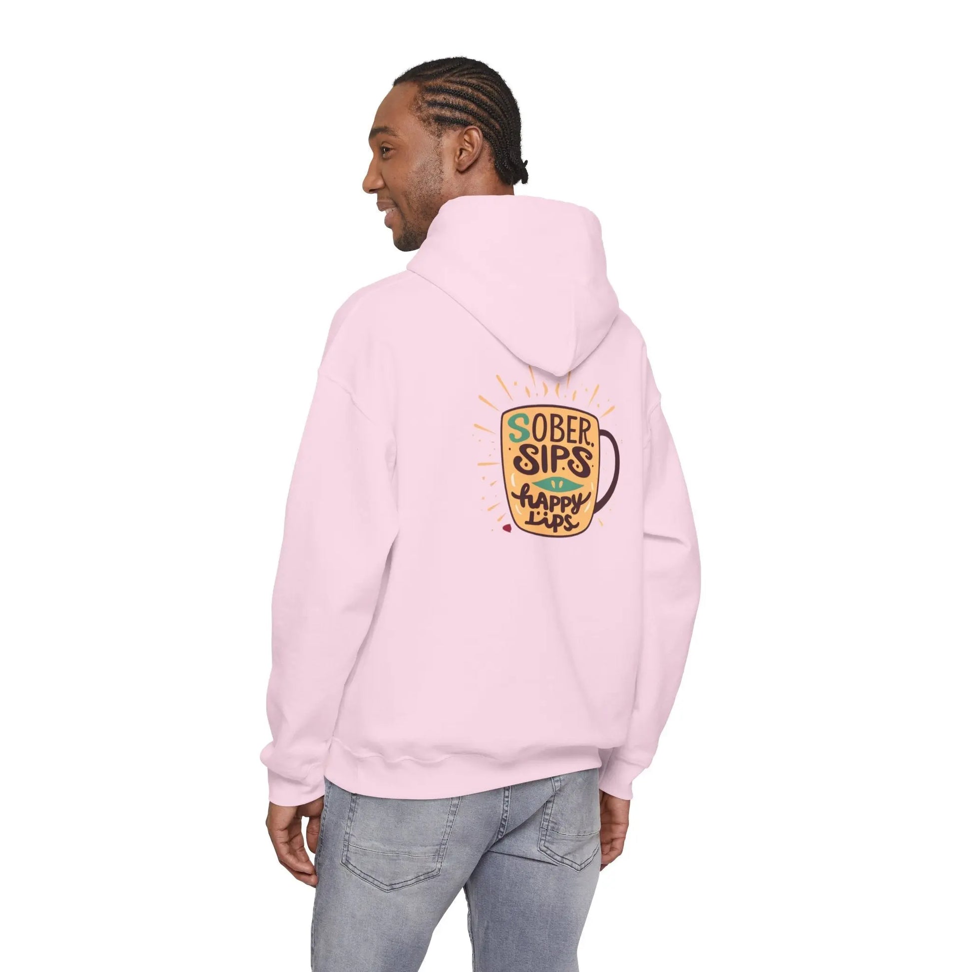 Horse Rider Graphic Hoodie — "SoberSips, Happy Lips" Coffee Backprint Printify
