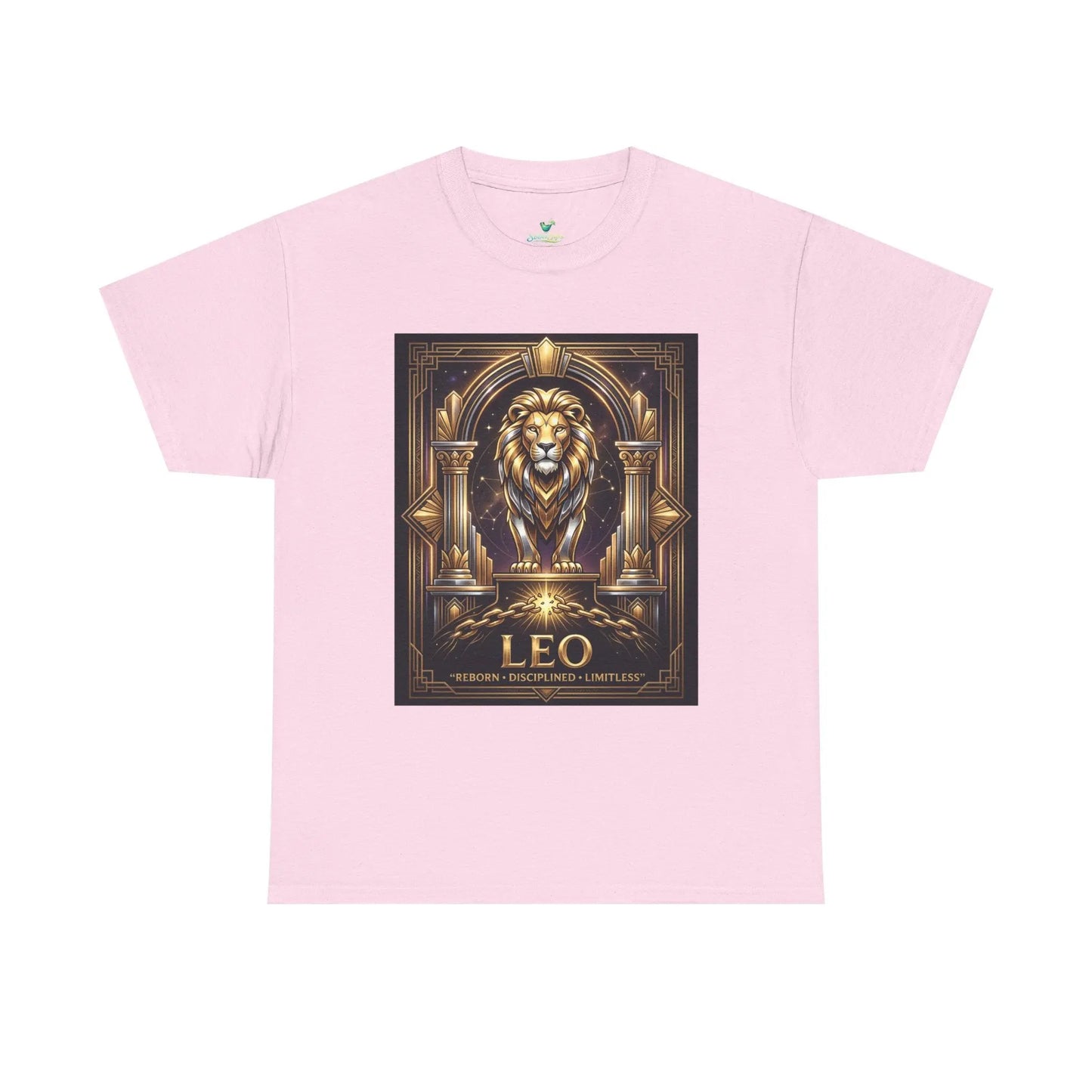 Leo Zodiac Lion T‑Shirt — Gold Heraldic Astrology Tee Printify